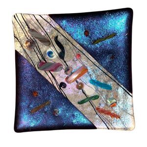Signed Fused Glass Dish